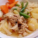 こんにゃく麺でアク抜き要らず豚肉じゃが